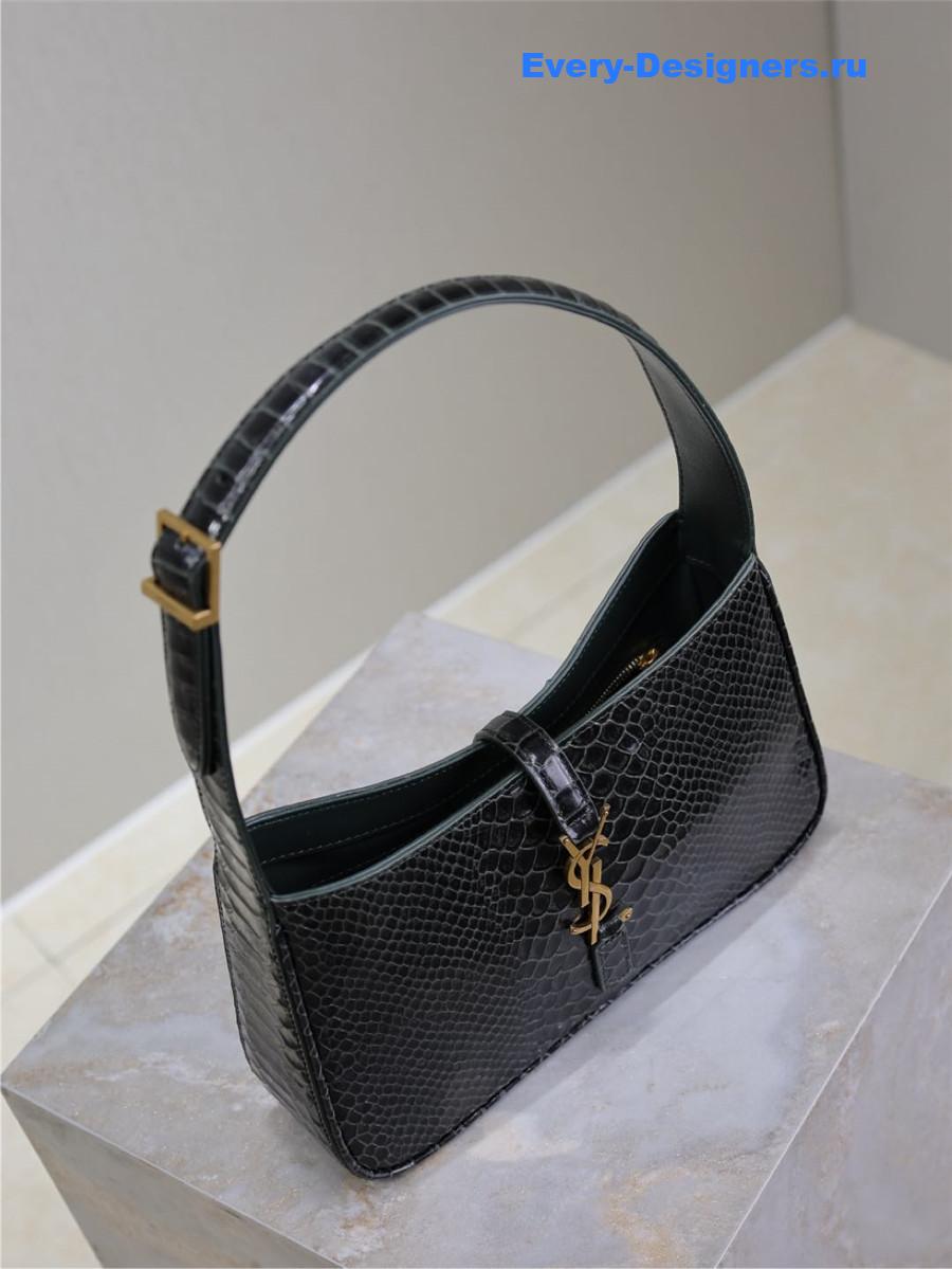Sa1nt Lau*nt dark green croc-embossed le 5 à 7 hobo bag