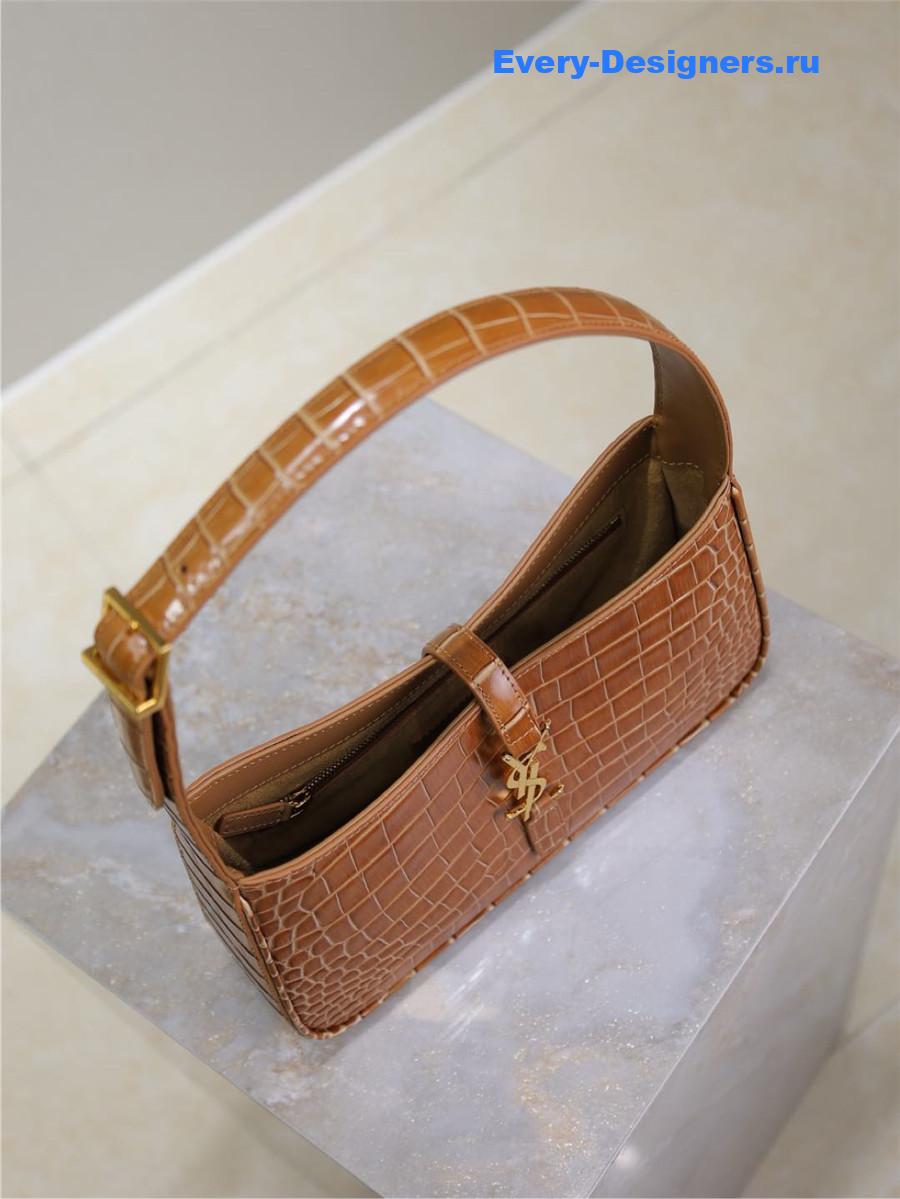 Sa1nt Lau*nt brown croc-embossed le 5 à 7 hobo bag