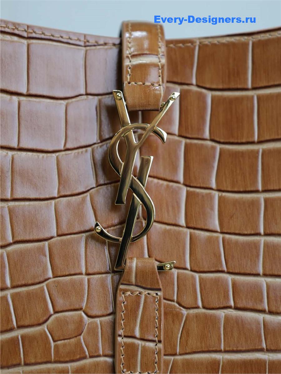 Sa1nt Lau*nt brown croc-embossed le 5 à 7 hobo bag