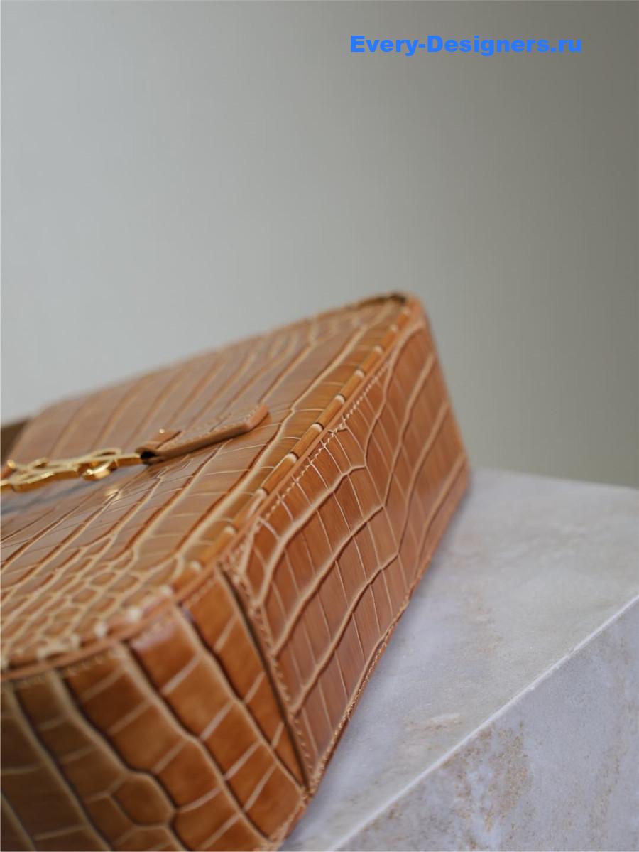 Sa1nt Lau*nt brown croc-embossed le 5 à 7 hobo bag