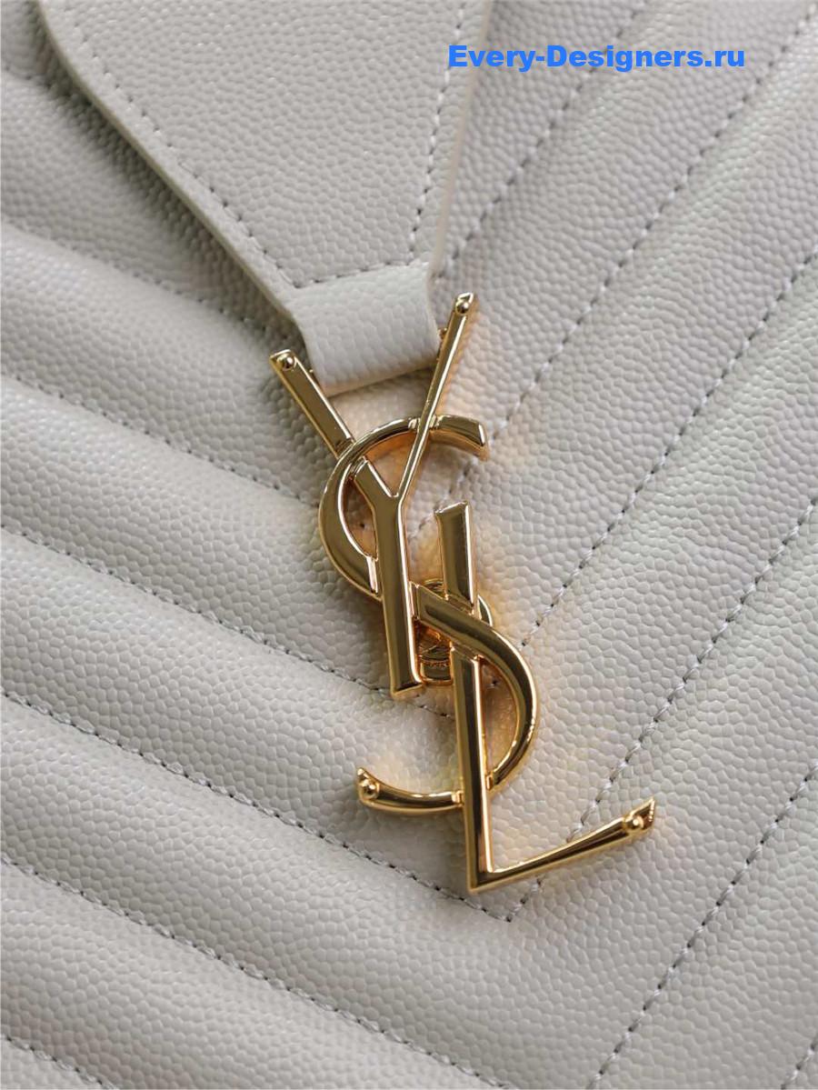 Sa1nt Lau*nt white chevron quilted monogram tote