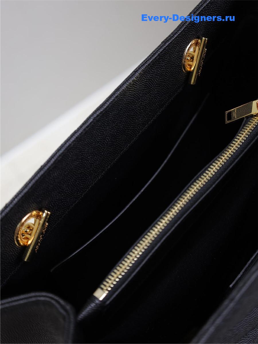 Sa1nt Lau*nt black chevron quilted monogram tote