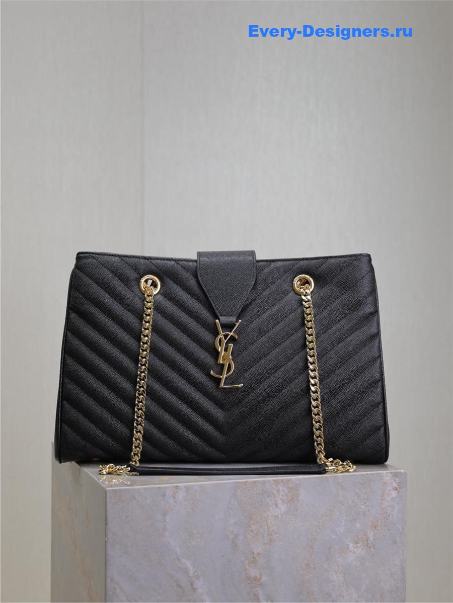 Sa1nt Lau*nt black chevron quilted monogram tote