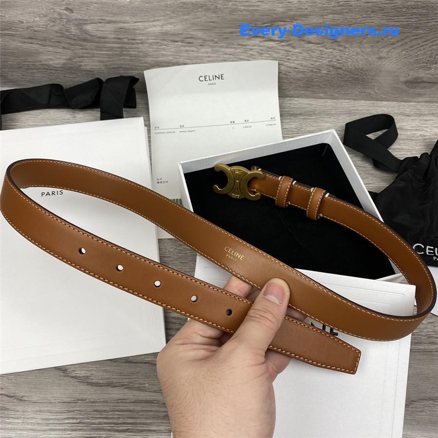 Ce1i*e brown leather macadam buckle belt