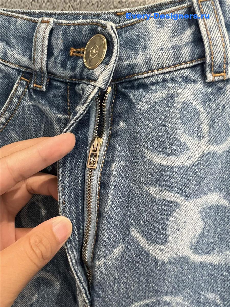 Ch**el logo beaded wide-leg jeans