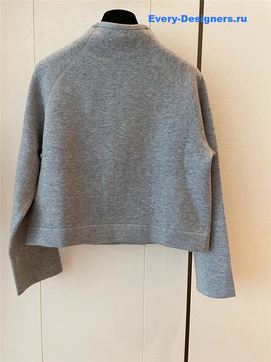 D10r oblique knitted wool zip-up jacket