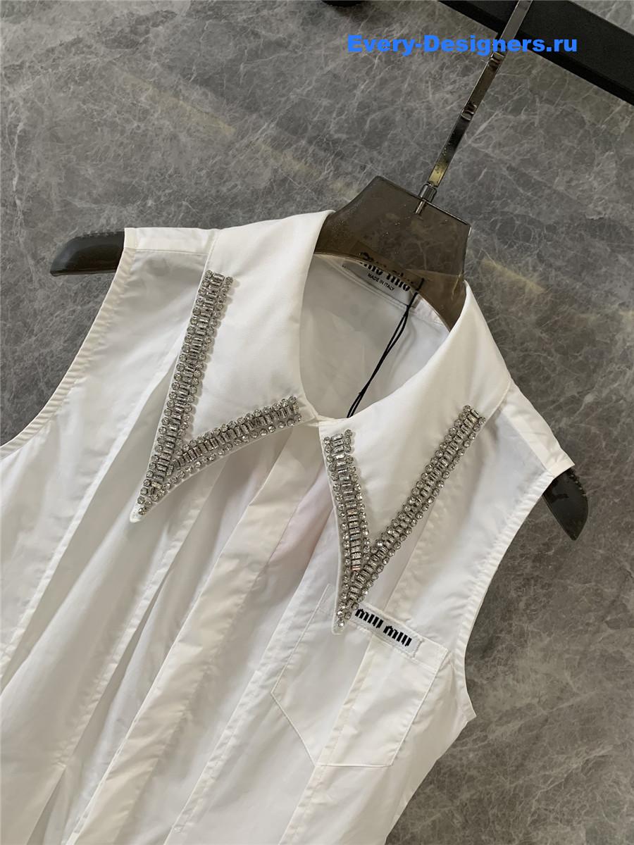 Miu Miu Rhinestone Sleeveless Vest Shirt