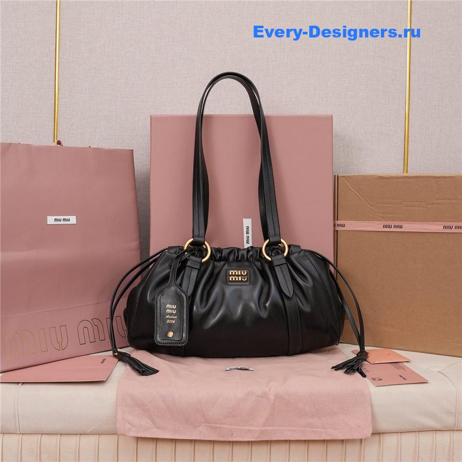 Miu Miu Joie Nappa Leather Shoulder Bag Black