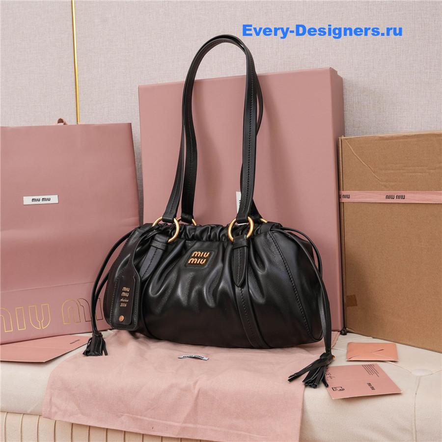 Miu Miu Joie Nappa Leather Shoulder Bag Black