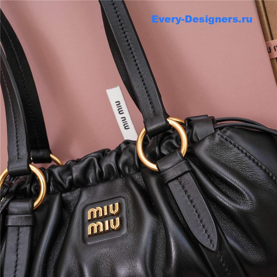 Miu Miu Joie Nappa Leather Shoulder Bag Black