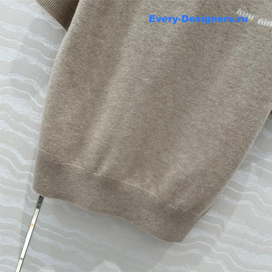 Miu Miu Cashmere Polo Top Brown