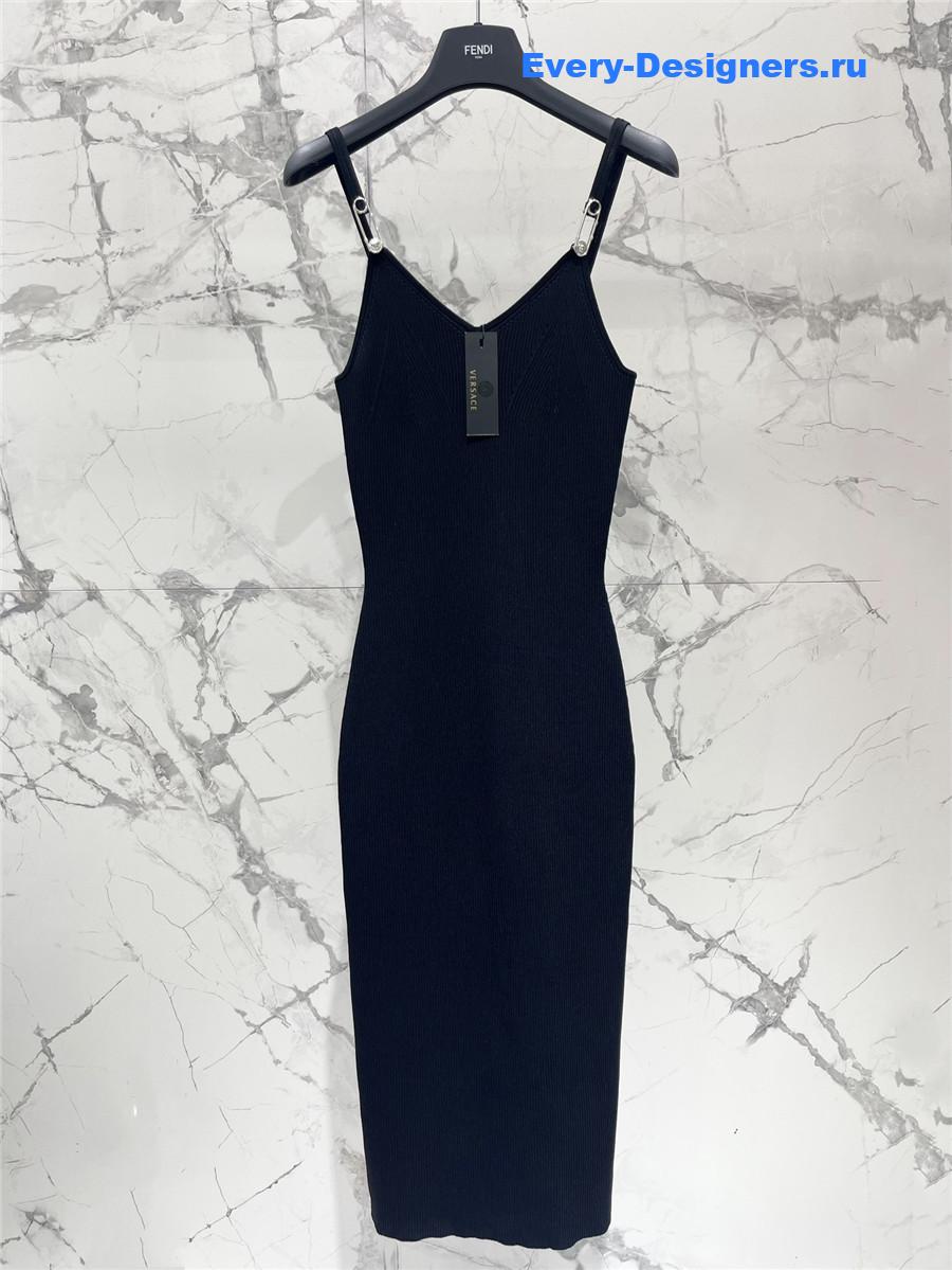 Versace Stretch Black Suspender Dress