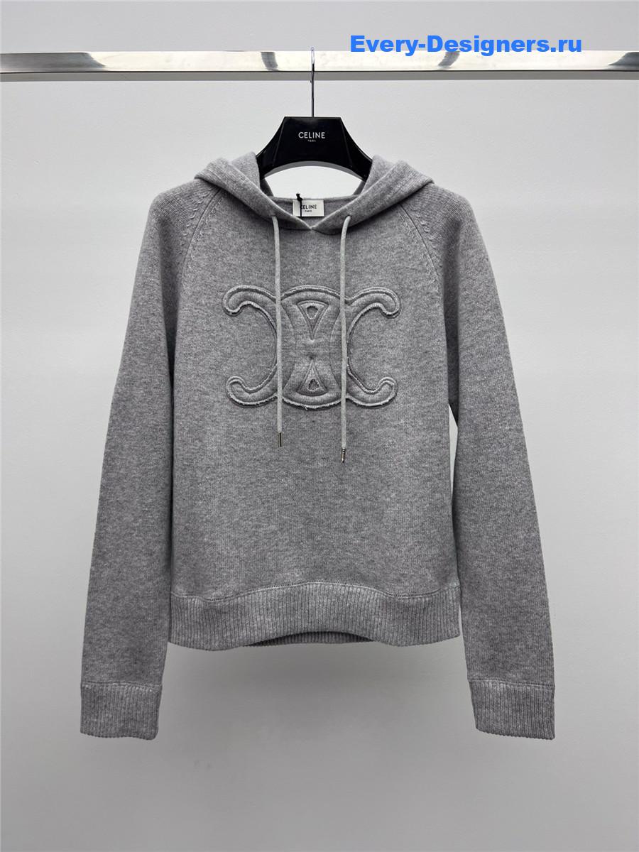 Ce1i*e grey cashmere knitted hoodie