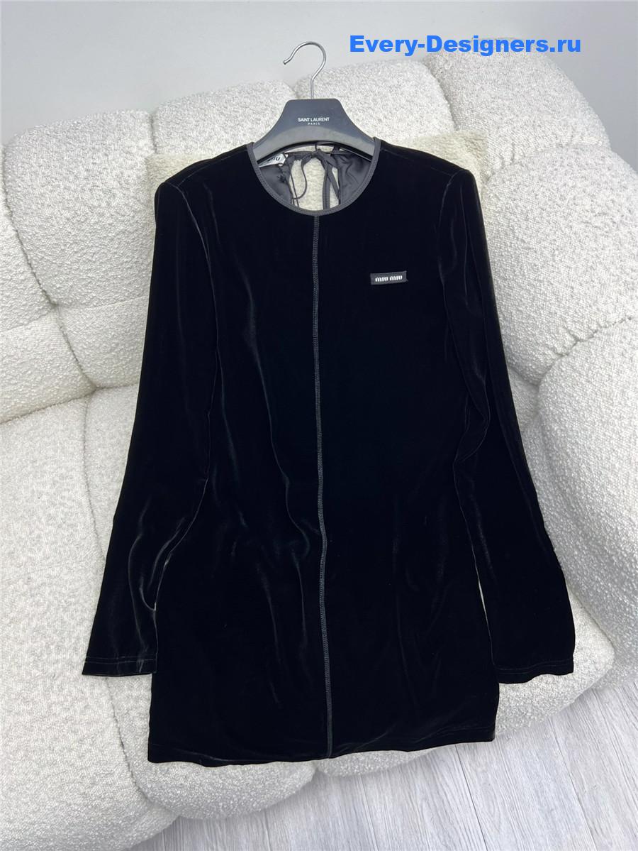 Miu Miu Velvet Tie-Back Midi Dress