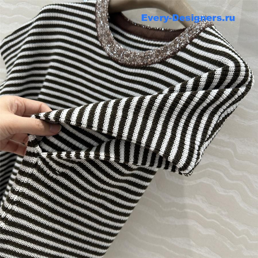 BC Embellished Striped Cotton Sweater Top