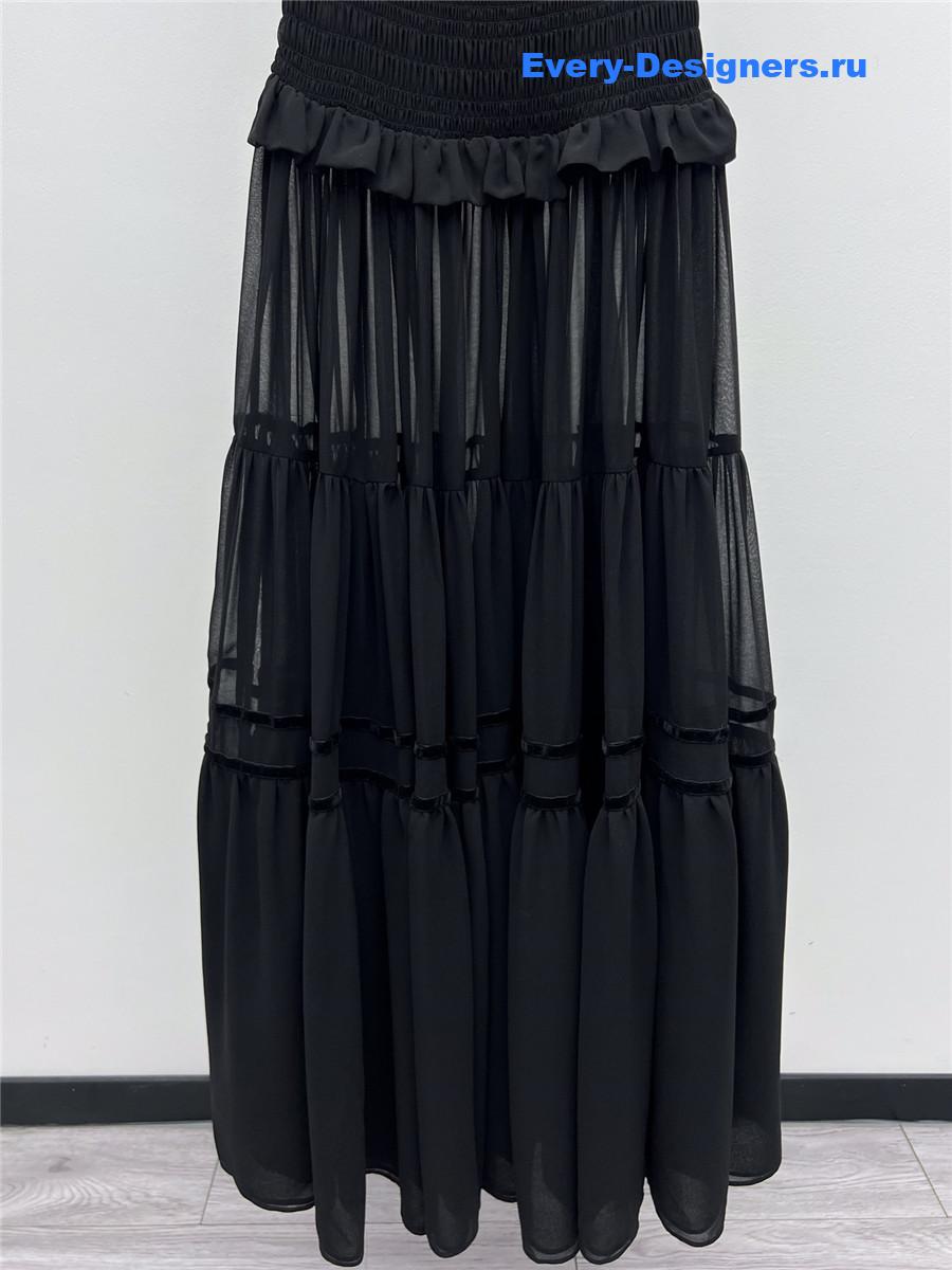Sa1nt Lau*nt black strapless long dress