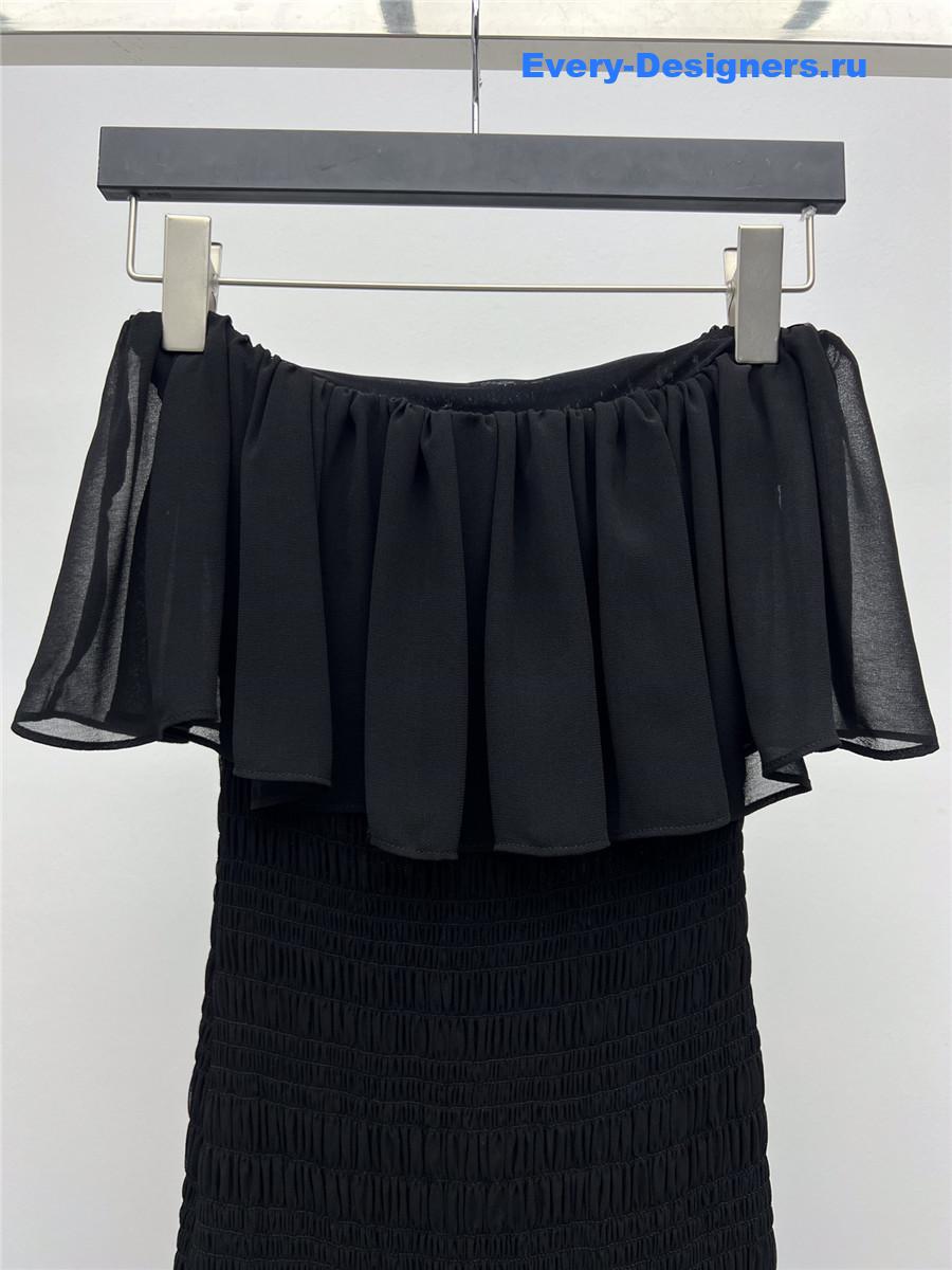 Sa1nt Lau*nt black strapless long dress