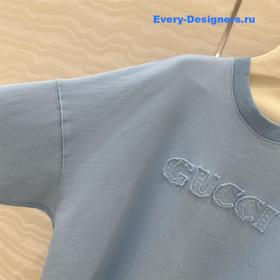 Gvc*1 embroidered blue cotton jersey sweatshirt