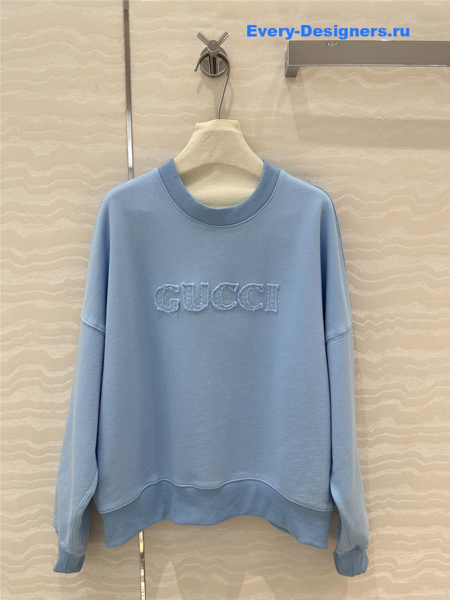 Gvc*1 embroidered blue cotton jersey sweatshirt