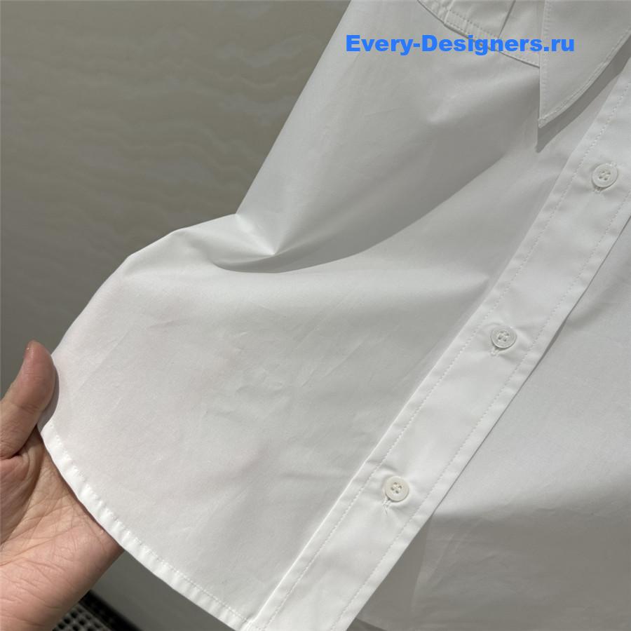 Miu Miu Embroidered Logo Scarf Tie Shirt White