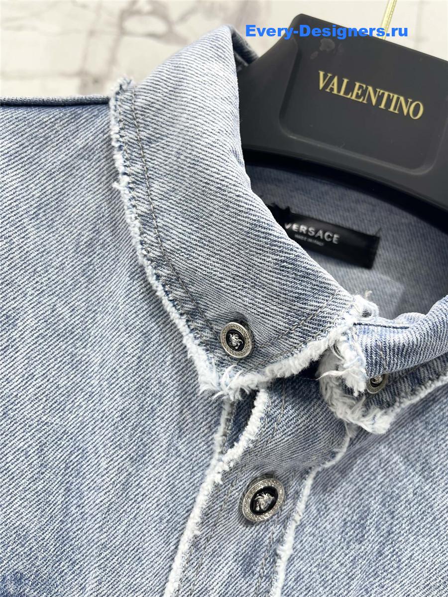 Versace Frayed Denim Overshirt