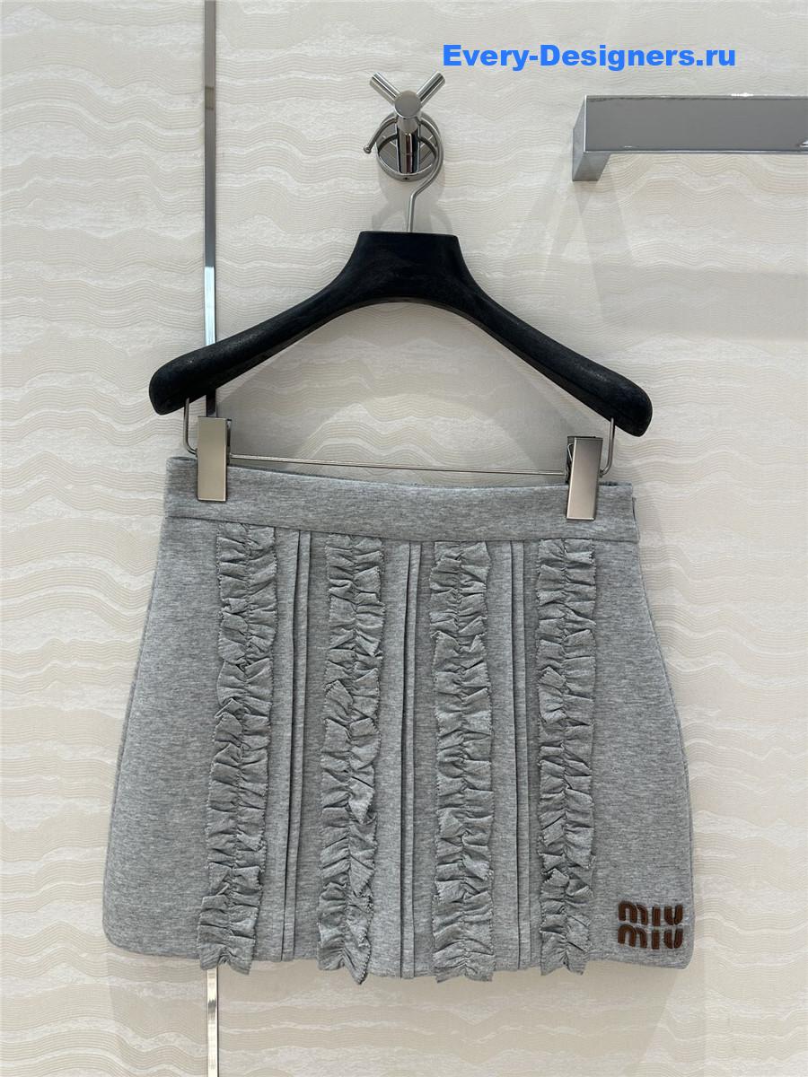 Miu Miu Embroidered Logo Lace Short Skirt