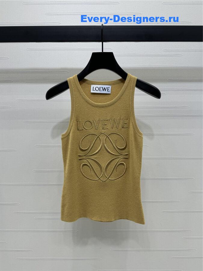 L0ew* embroidered knitted vest brown