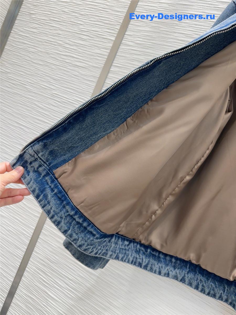 Miu Miu Logo Denim Hooded Jacket