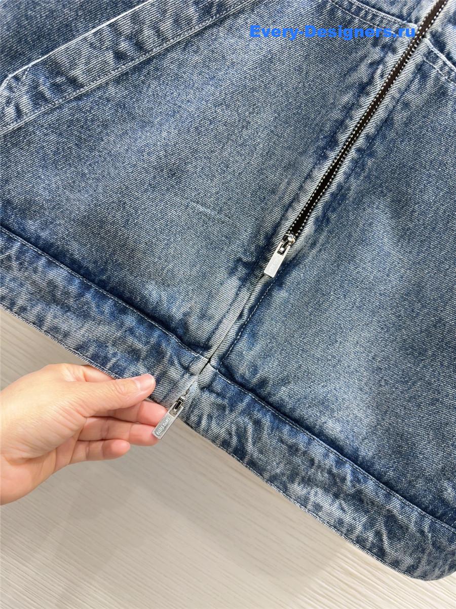 Miu Miu Logo Denim Hooded Jacket