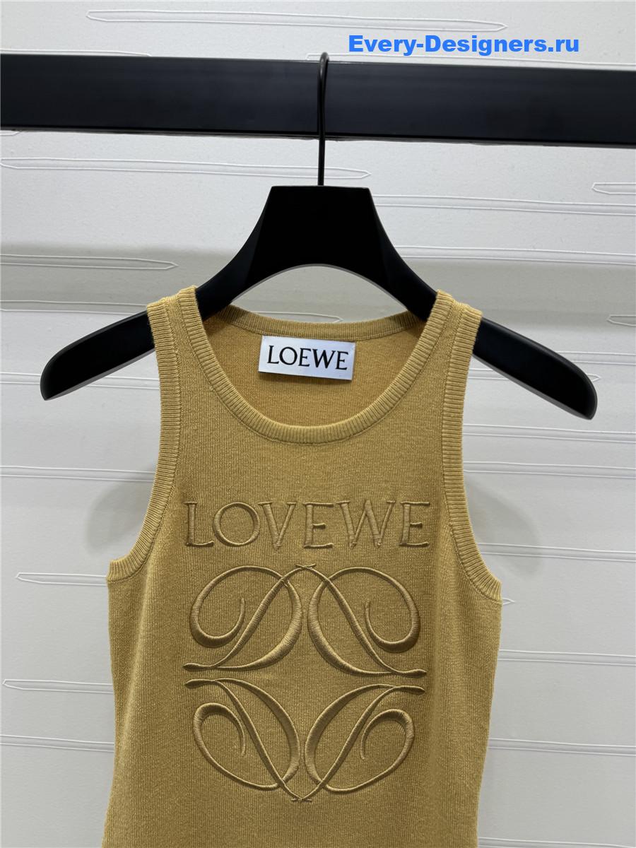 L0ew* embroidered knitted vest brown