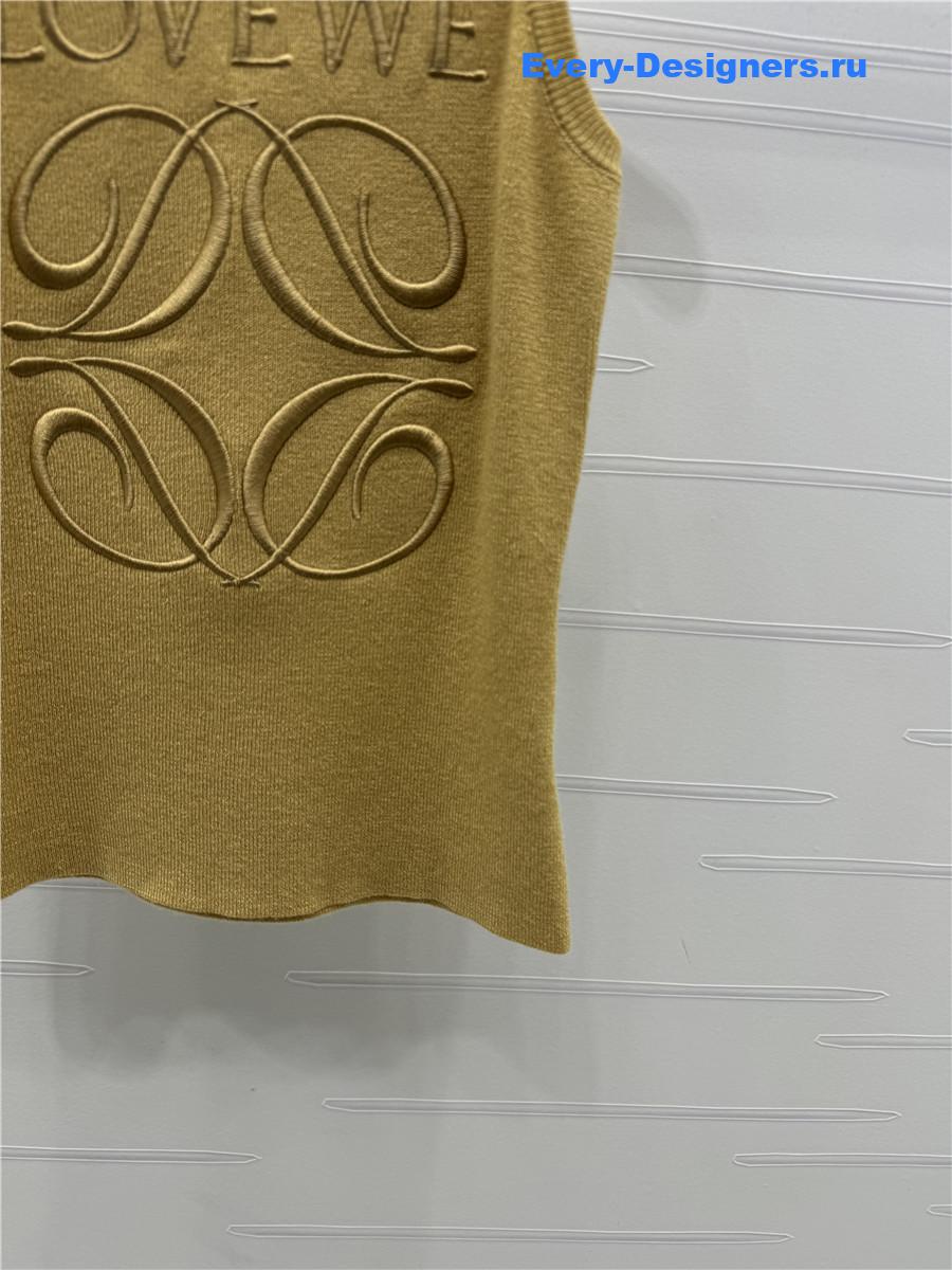 L0ew* embroidered knitted vest brown