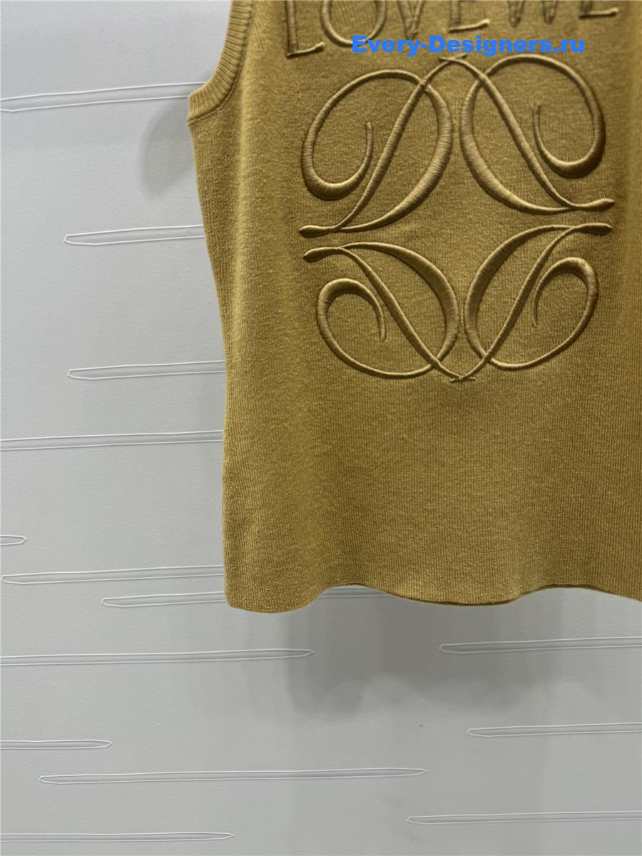 L0ew* embroidered knitted vest brown