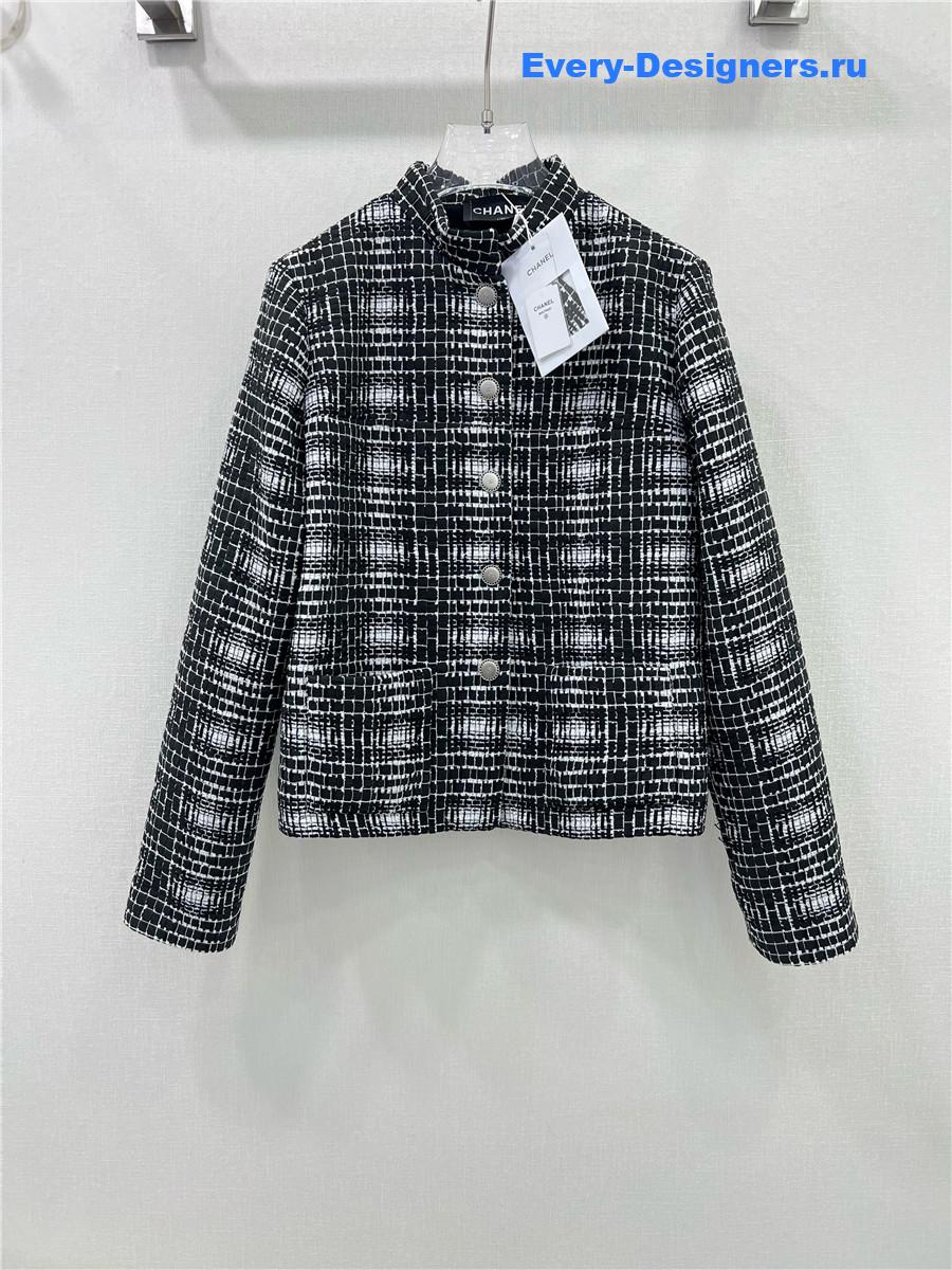 Ch**el tweed stand collar jacket