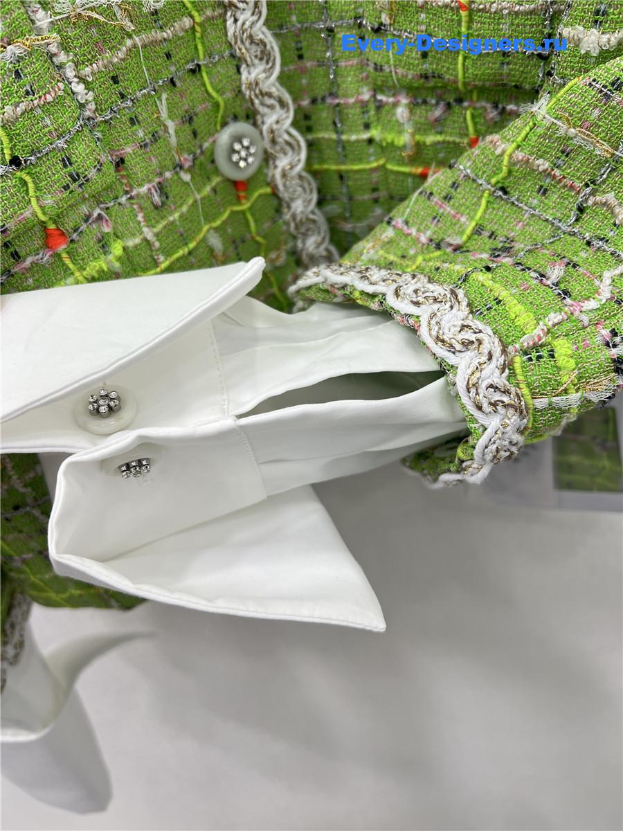 Ch**el green tweed hooded jacket