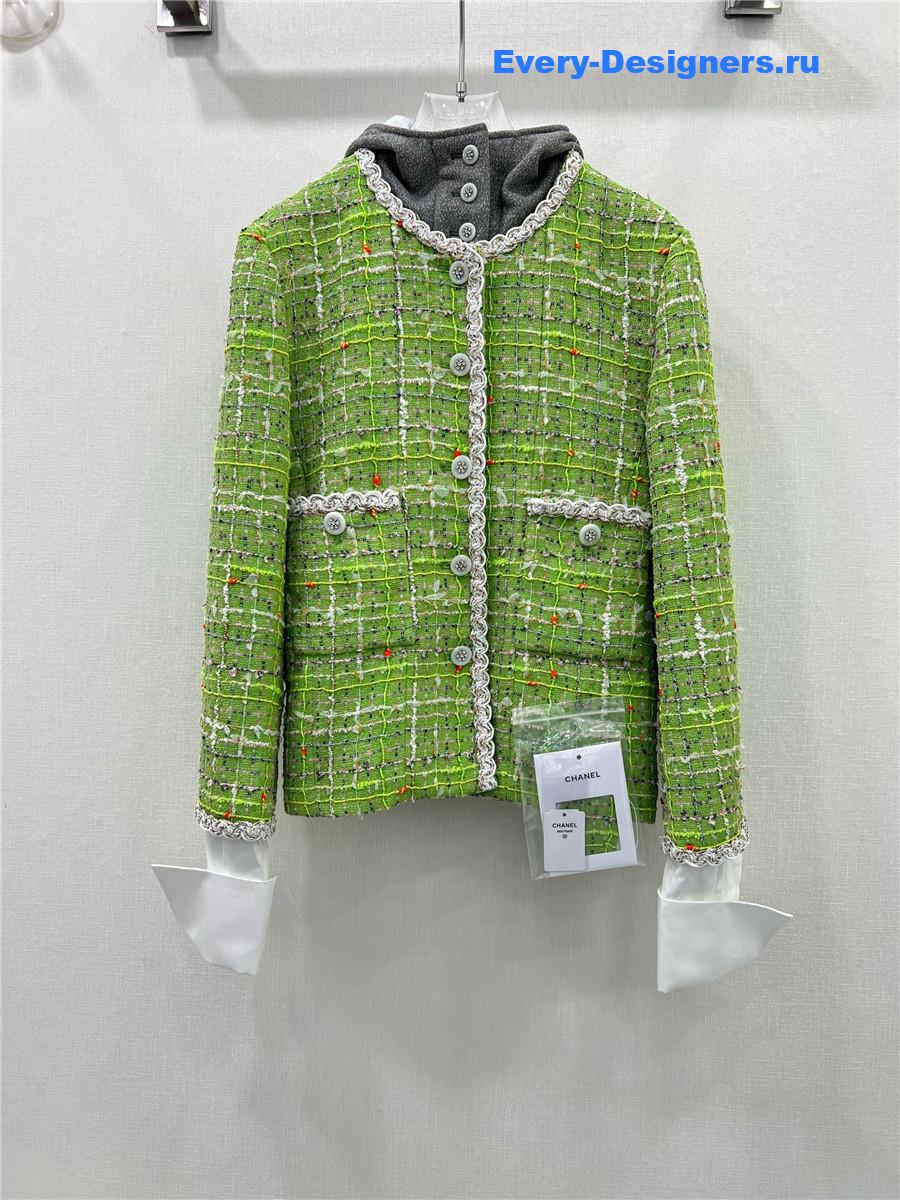 Ch**el green tweed hooded jacket