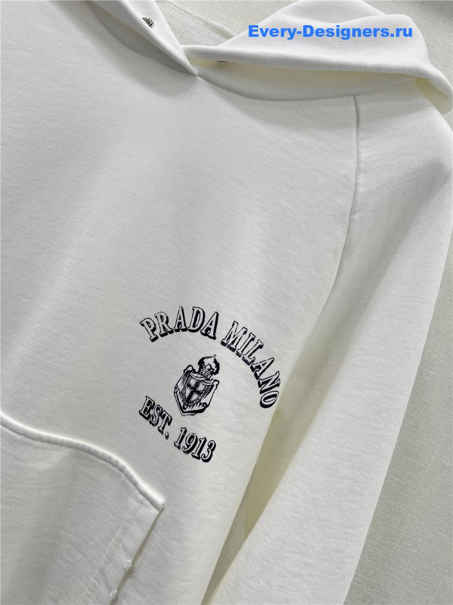 Pra*a white logo hoodie