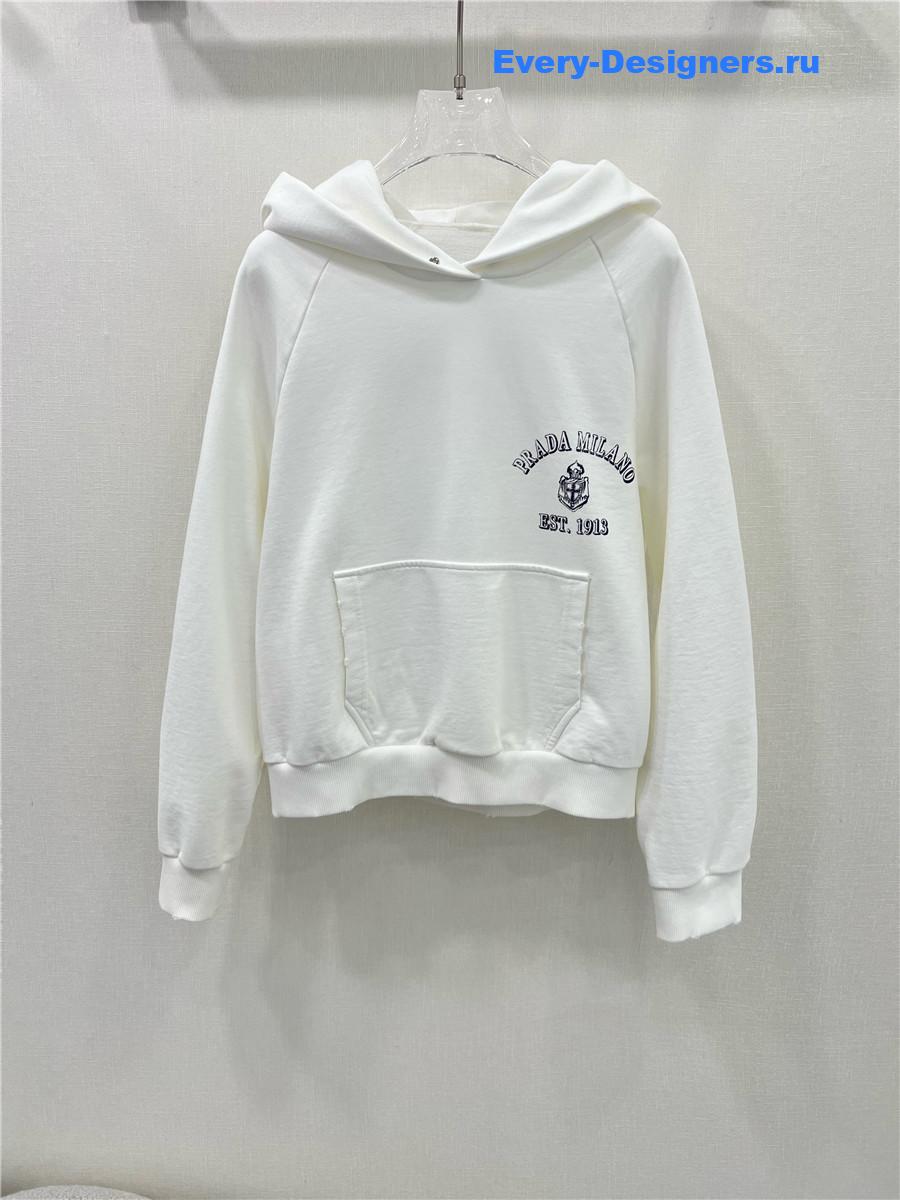 Pra*a white logo hoodie