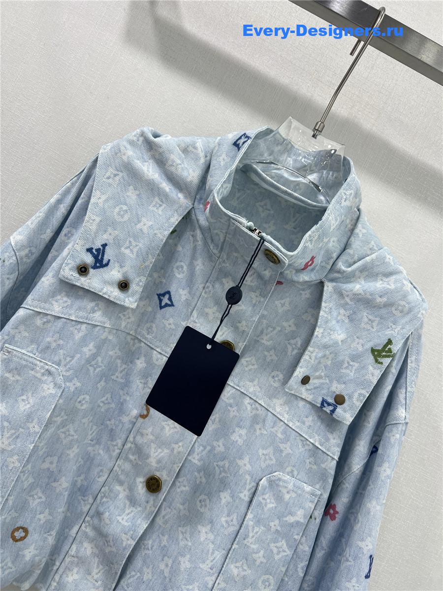 l0vis Vvtt0n monogram hooded denim jacket