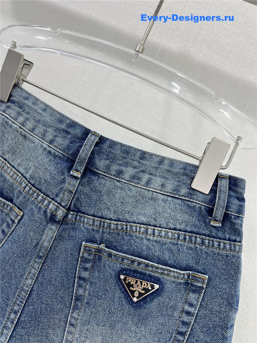 Pra*a high waist washed denim shorts