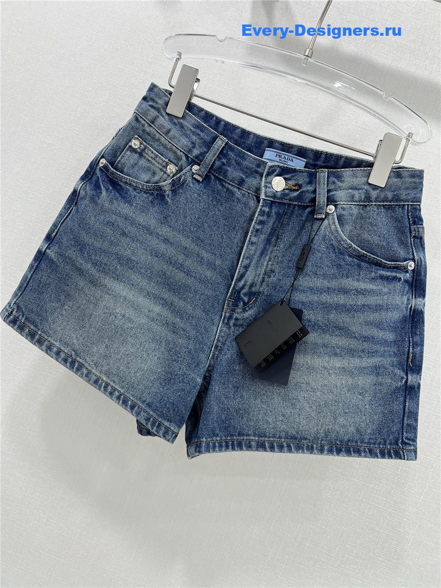 Pra*a high waist washed denim shorts