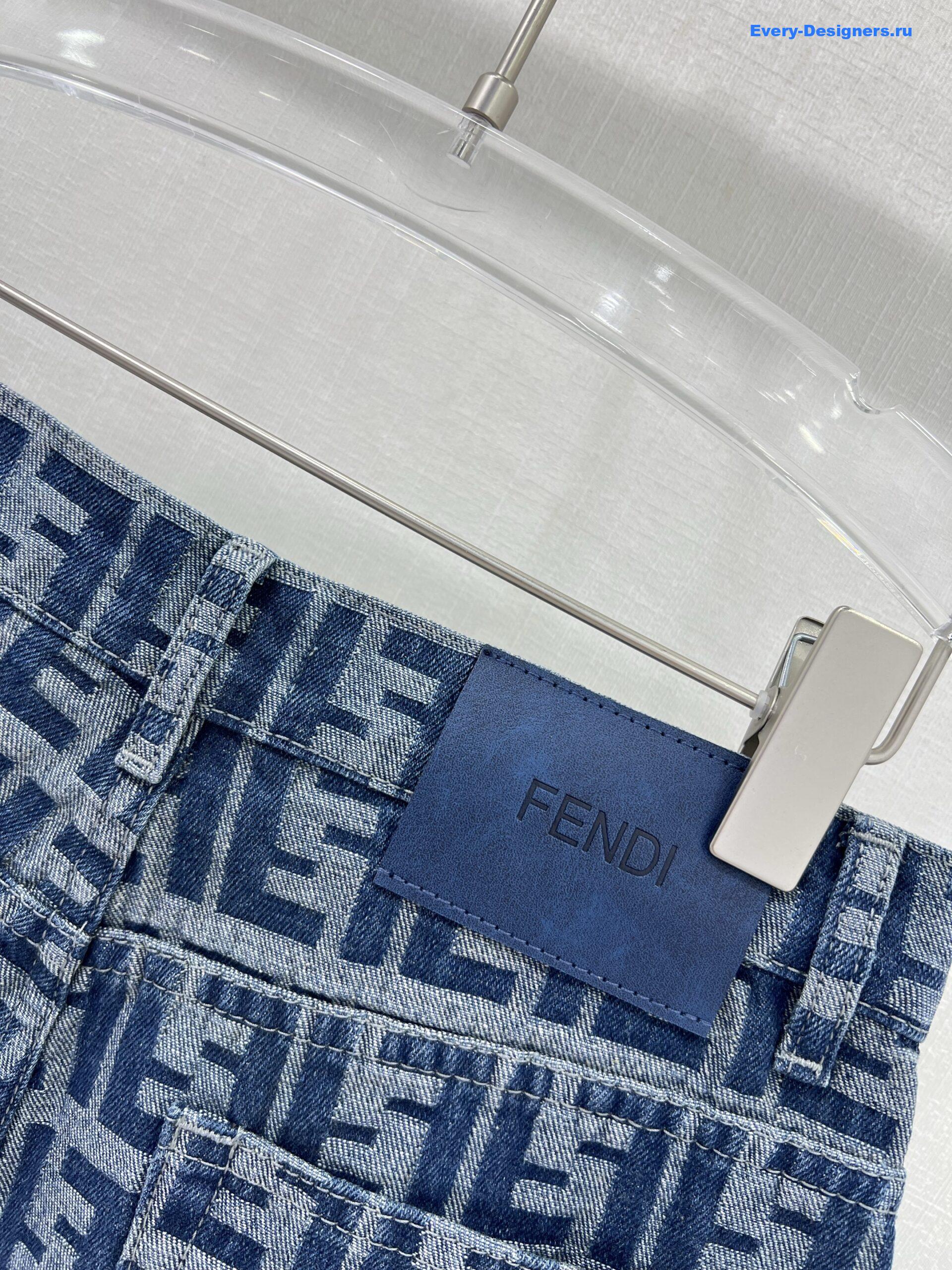 F**di ff motif denim shorts in blue