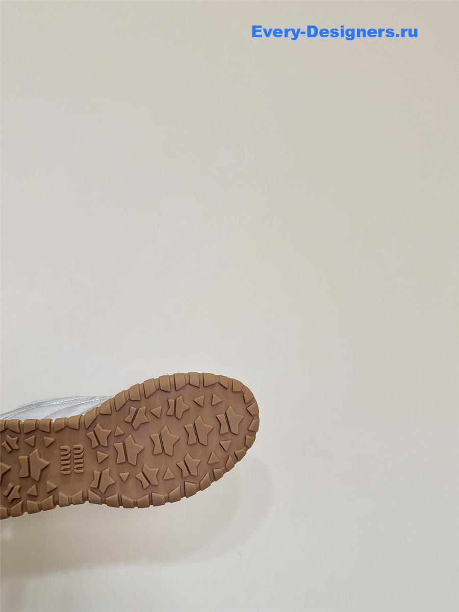 Miu Miu Ivory Tyre Technical Fabric Suede Sneakers