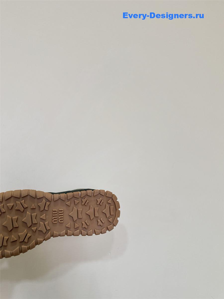 Miu Miu Ivory Tyre Technical Fabric Suede Sneakers Green