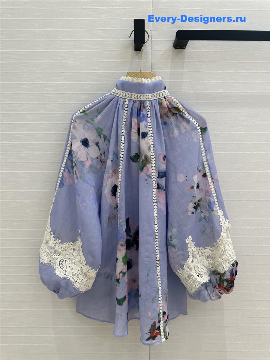 Zimm Ramie Lace Trims Everly Blouse