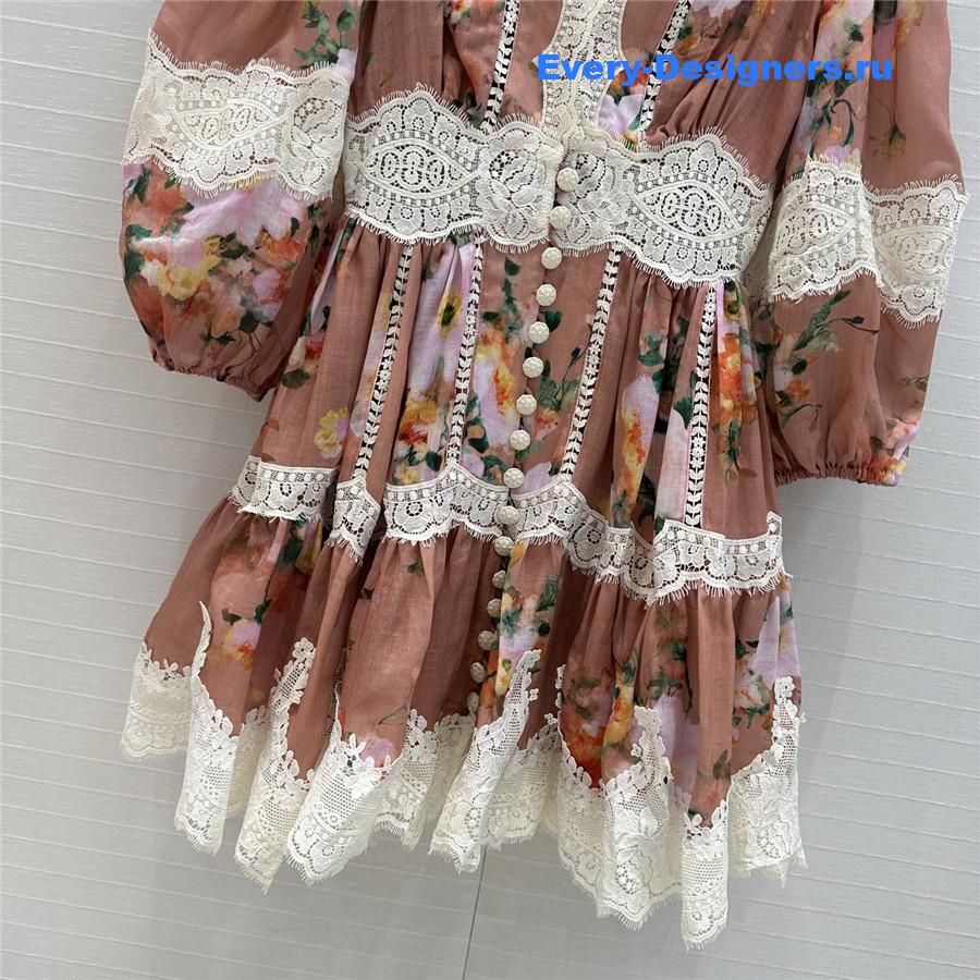 Zimm Everley Lace Trim Mini Dress