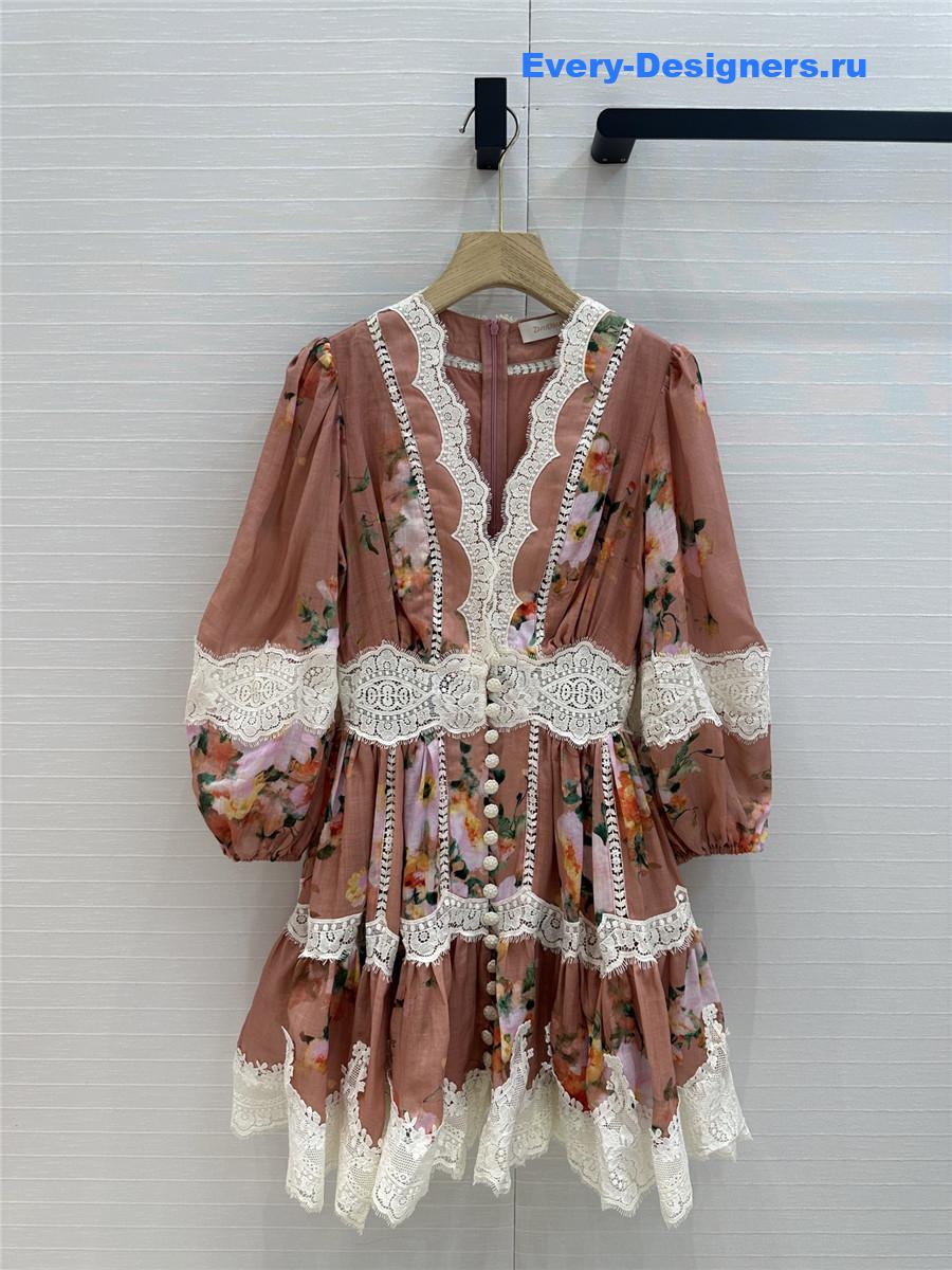 Zimm Everley Lace Trim Mini Dress