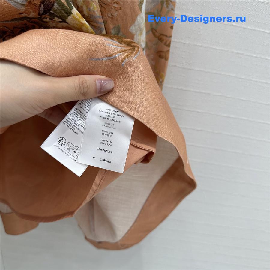 Zimm Tallow Pleated Floral-Print Linen Mini Dress