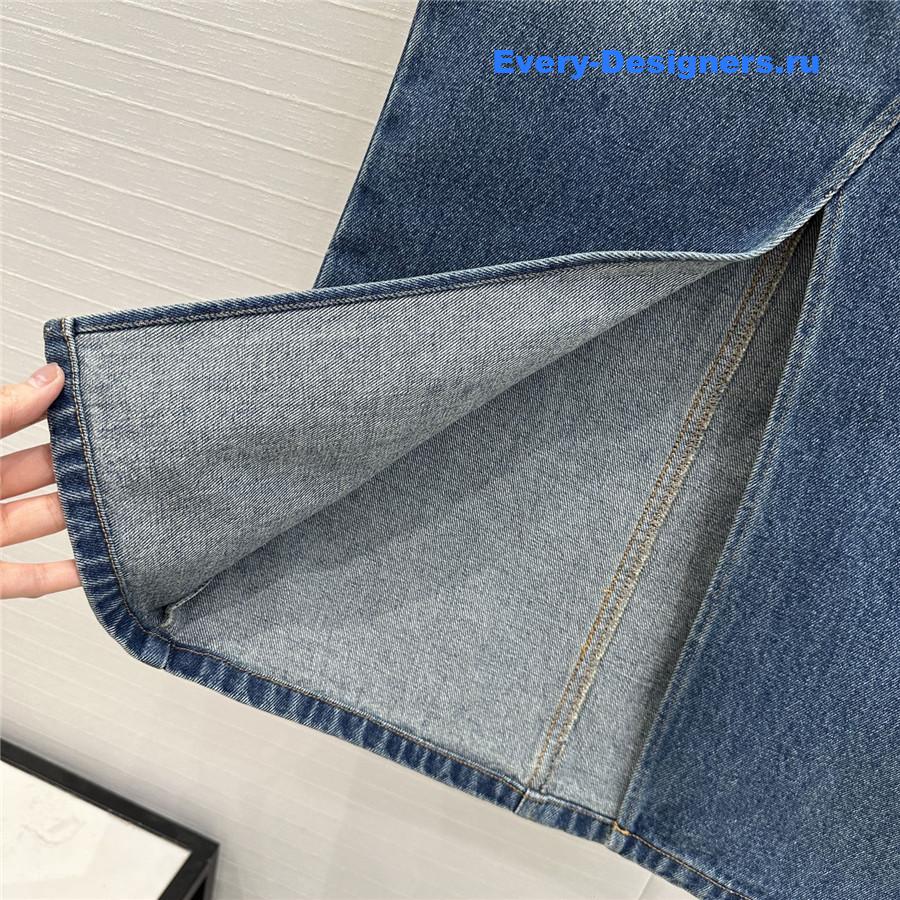 Pra*a blue denim long skirt