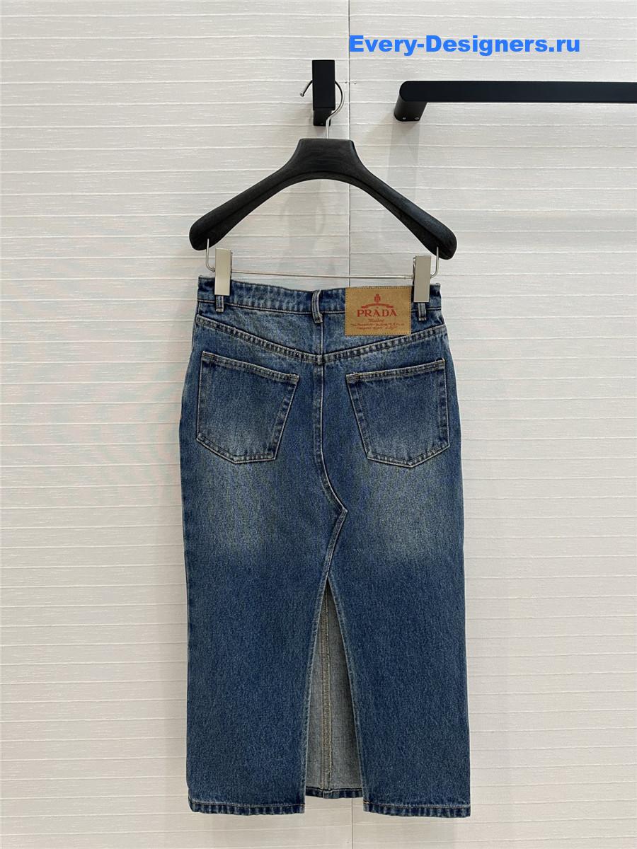 Pra*a blue denim long skirt