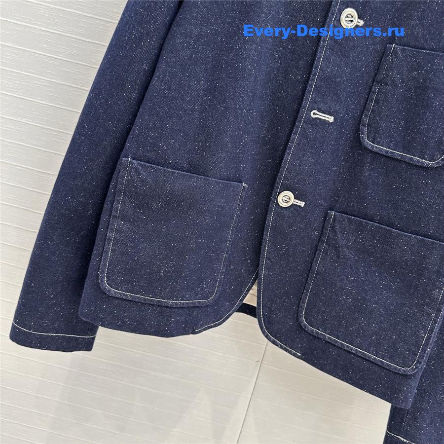 L0r0 P1ana dark blue stand collar denim jacket